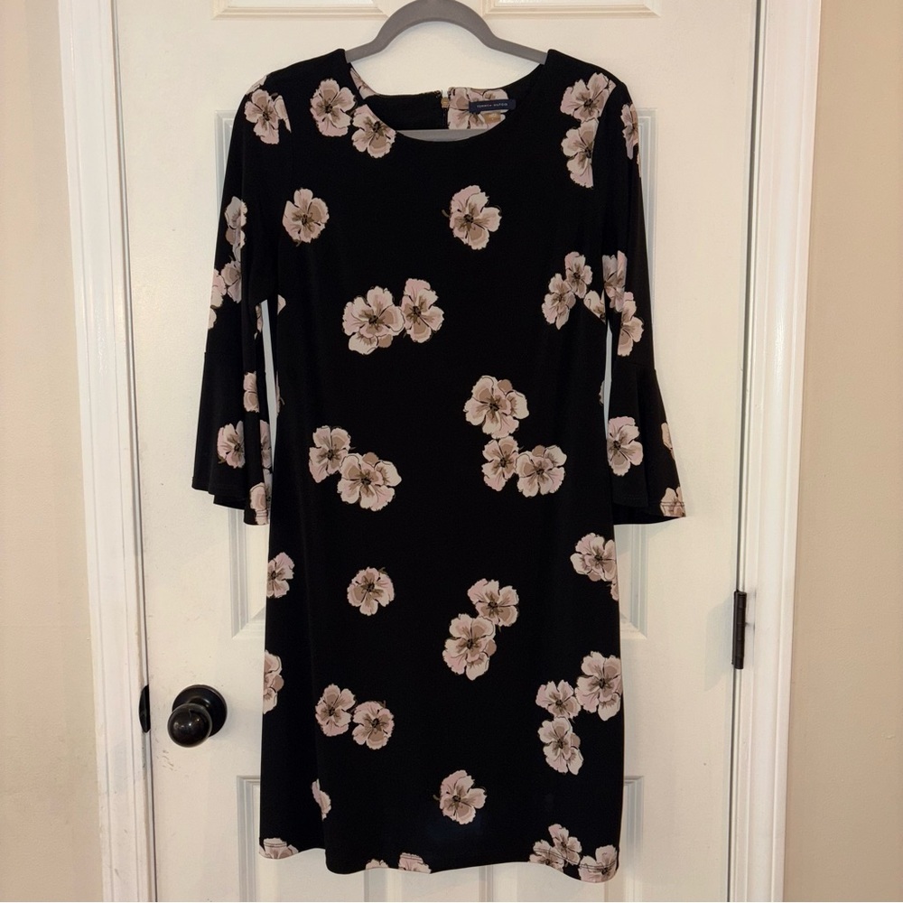 Tommy Hilfiger Floral Print Bell Sleeve Mini Dress Size 8 - Picture 4 of 8